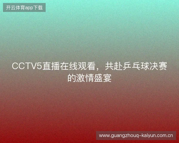 CCTV5直播在线观看，共赴乒乓球决赛的激情盛宴