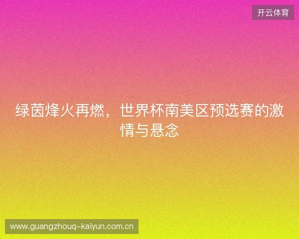 绿茵烽火再燃，世界杯南美区预选赛的激情与悬念